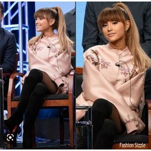 Stella McCartney Womens Jacket Duchesse Blush Pink Satin Floral Bomber 34 0 XS